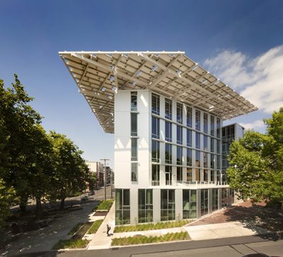 The Bullitt Center’s many sustainable features include cabinets made from Columbia Forest Products formaldehyde-free PureBond Plywood. Photo Credit Nic Lehoux